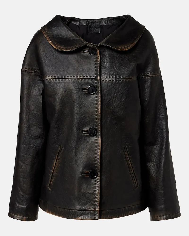Prada Lederjacke Schwarz