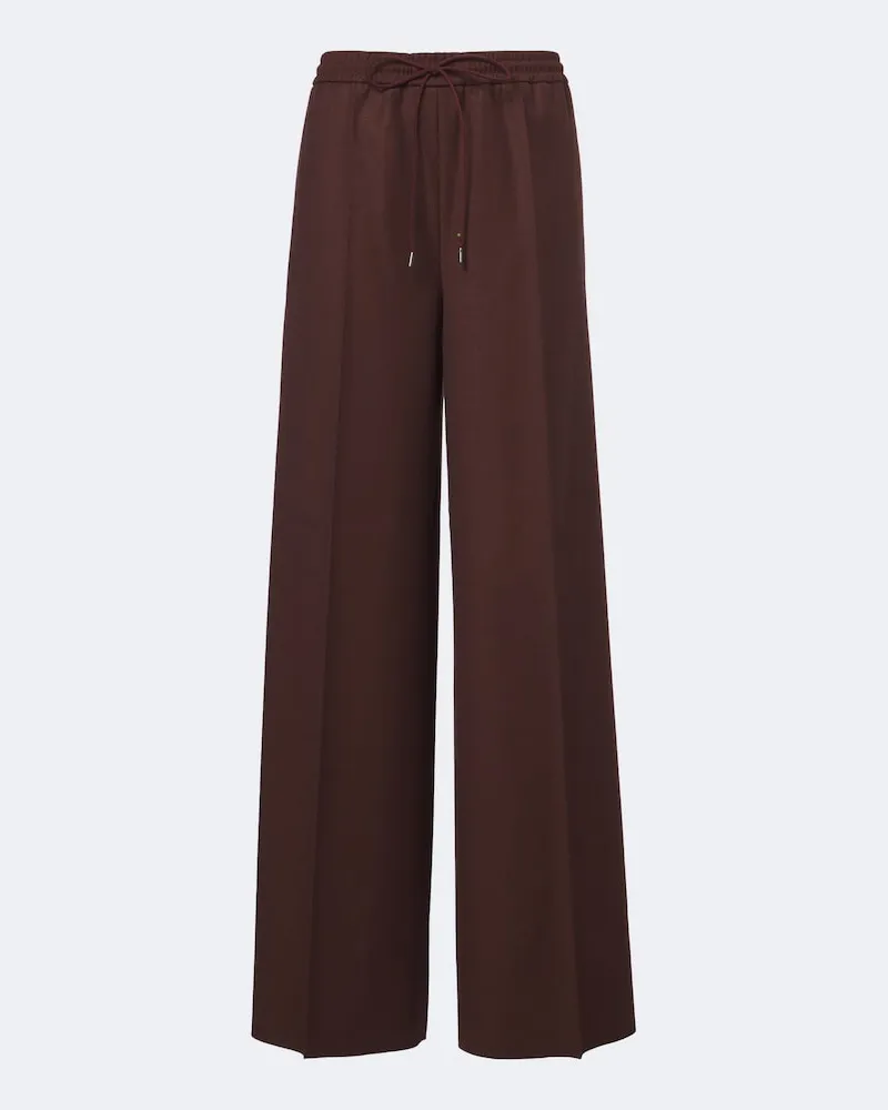 Max Mara Weite Hose aus Schurwolle Burgunderrot