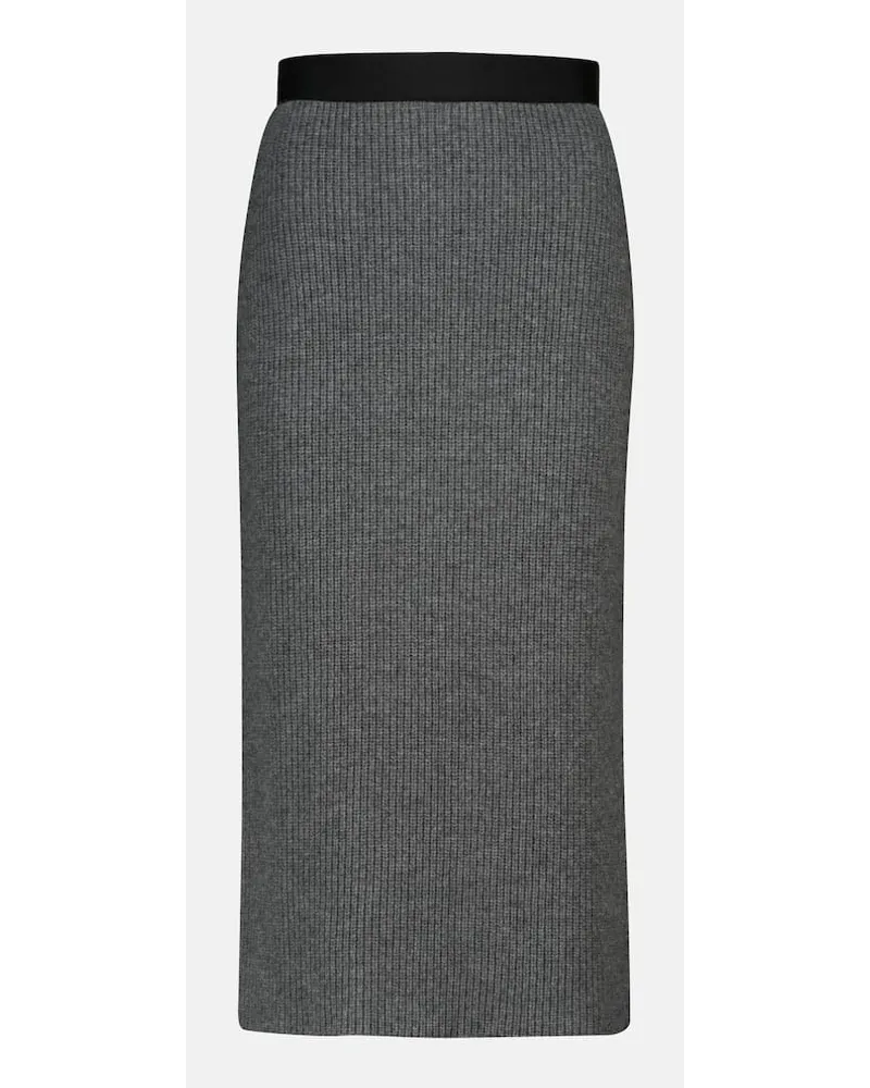 Moncler Midirock aus Wolle und Kaschmir Grau