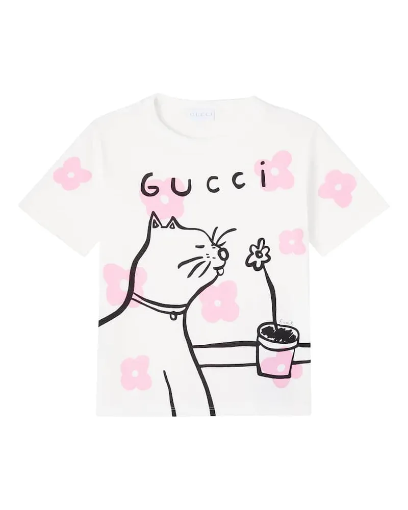 Gucci X Euan Roberts Bedrucktes T-Shirt Weiß