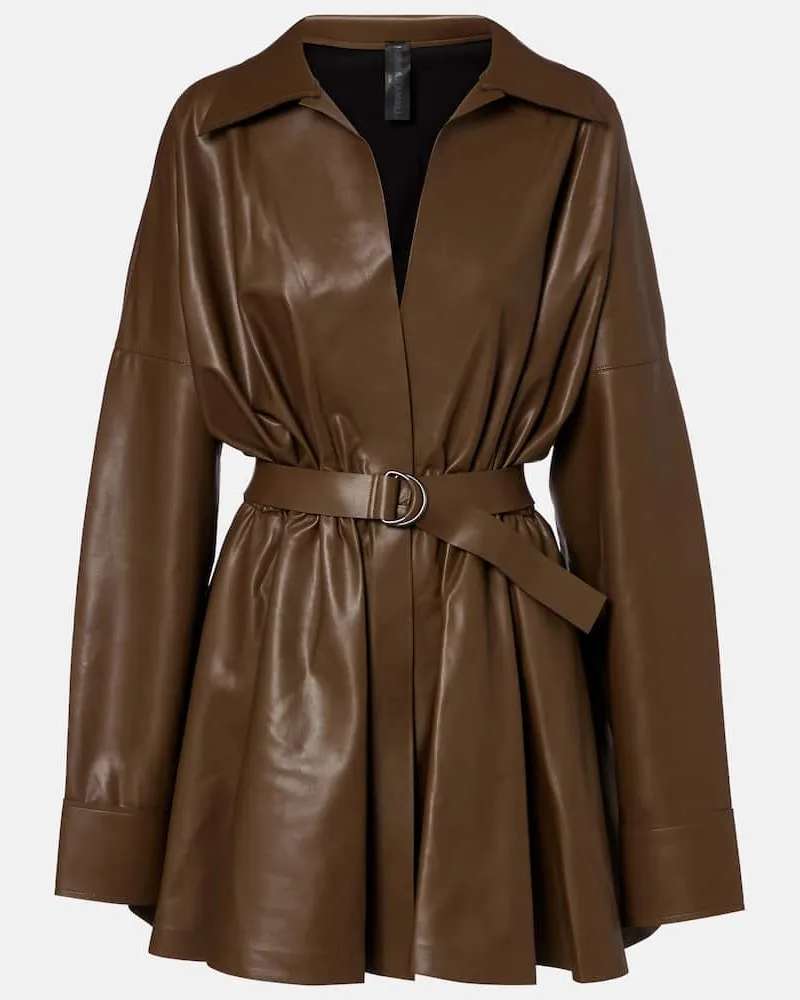 Norma Kamali Oversize-Hemdblusenkleid Braun