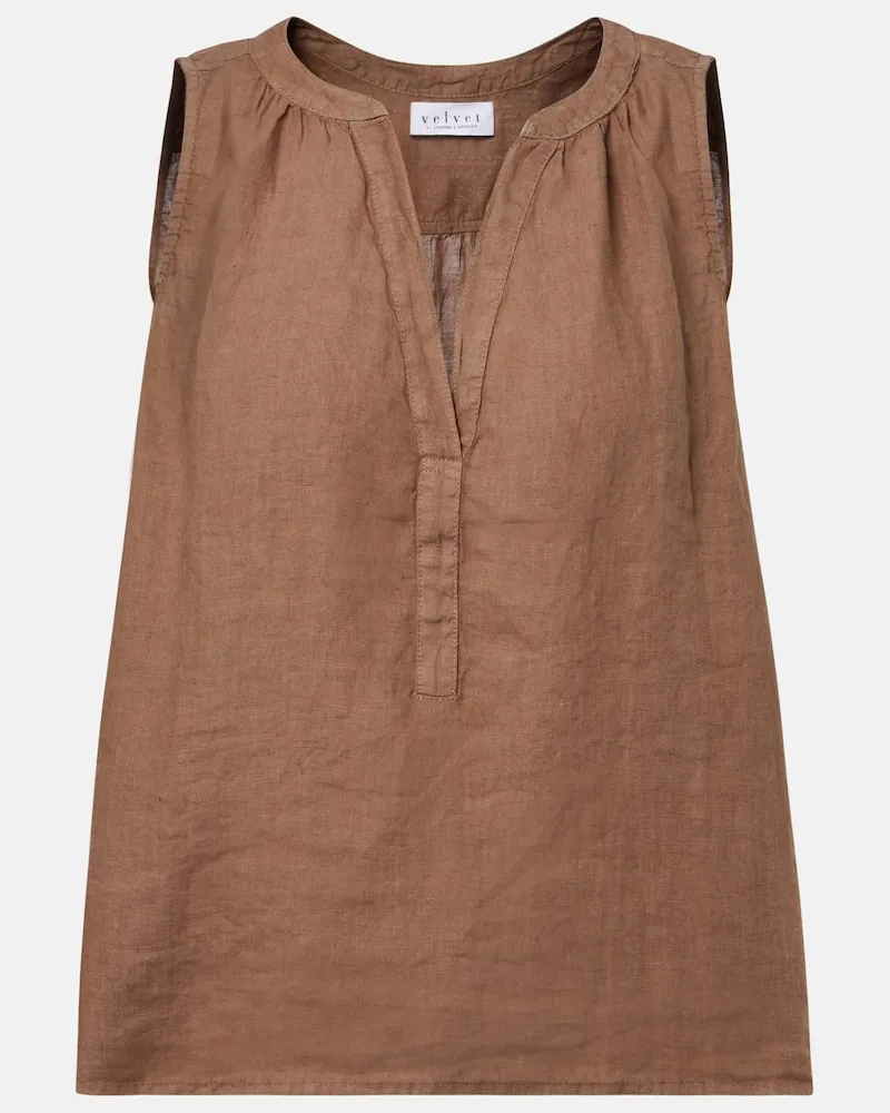 Velvet Top Tacy aus Leinen Braun