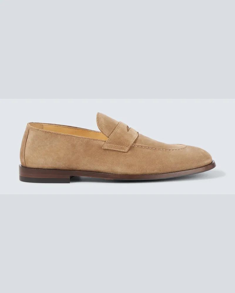 Brunello Cucinelli Loafers aus Veloursleder Beige