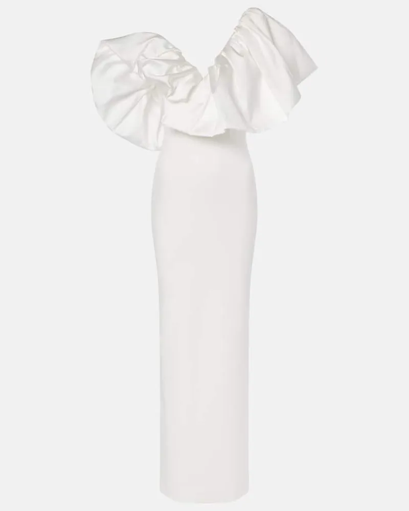 Solace London Robe Cassia aus Twill und Crêpe Weiß