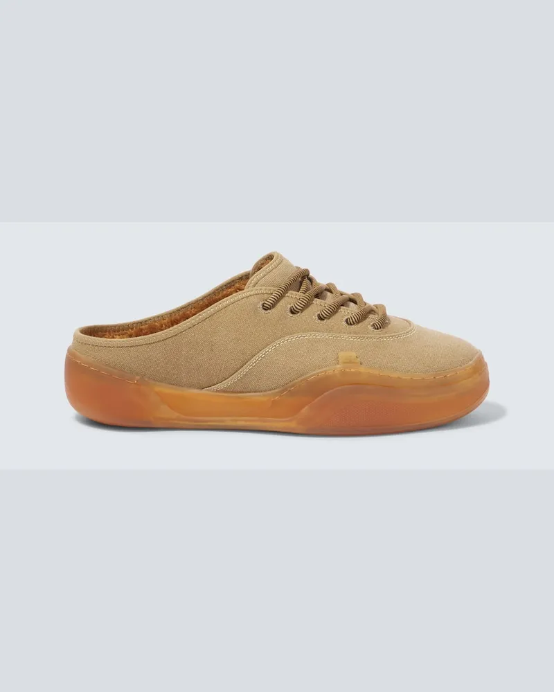 ERL Slippers aus Canvas Braun