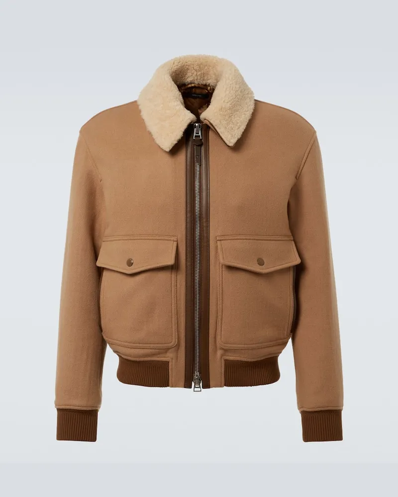 Tom Ford Blouson aus Schurwolle mit Shearling Neutral
