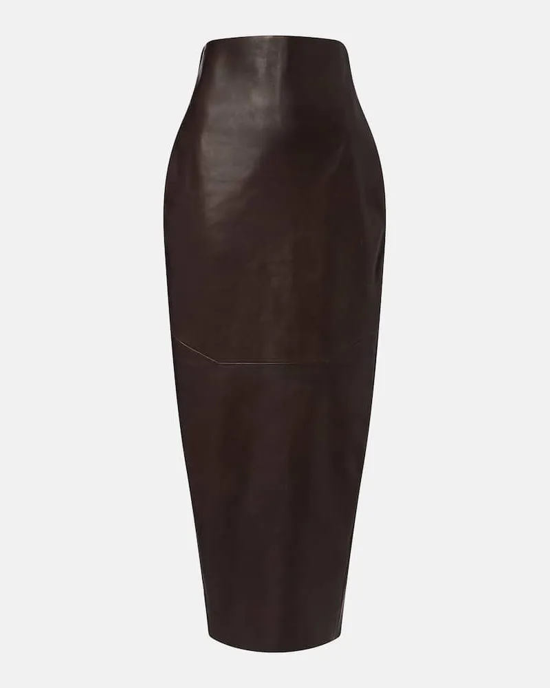 Rick Owens Bleistiftrock aus Leder Braun