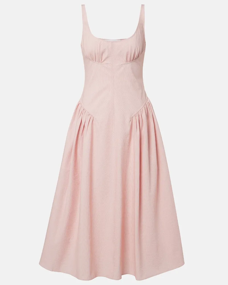 Proenza Schouler Midikleid Solira aus Seersucker Rosa