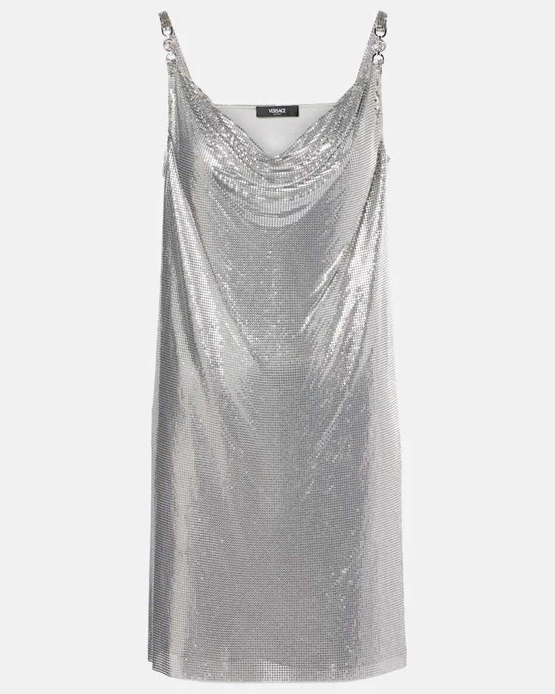 Versace Minikleid Medusa '95 aus Metallic-Mesh Silber
