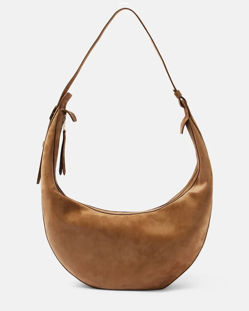 KHAITE Schultertasche Augustina aus Veloursleder Braun