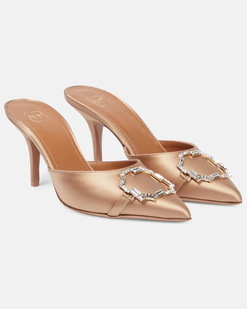 Malone Souliers Verzierte Pantoletten Missy 85 aus Satin Braun