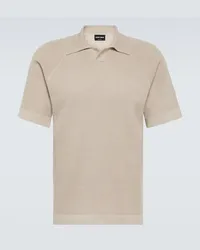 Giorgio Armani Polohemd aus Baumwolle und Kaschmir Beige