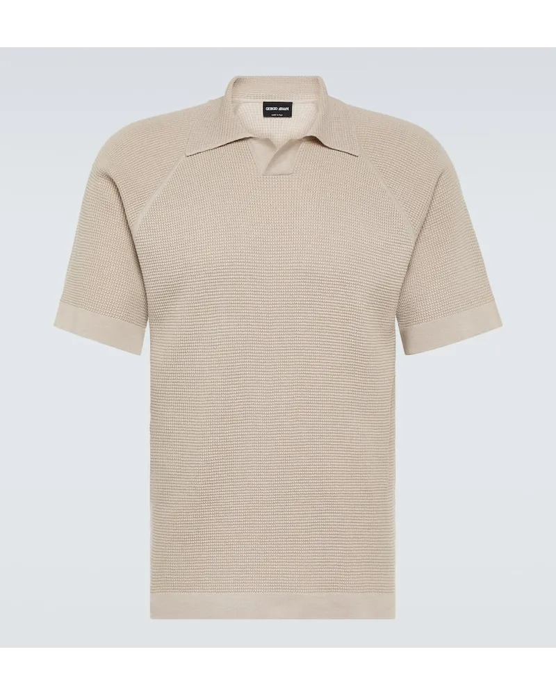 Giorgio Armani Polohemd aus Baumwolle und Kaschmir Beige