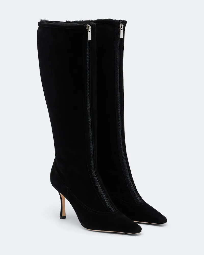 Jimmy Choo Stiefel Jozi aus Veloursleder Schwarz