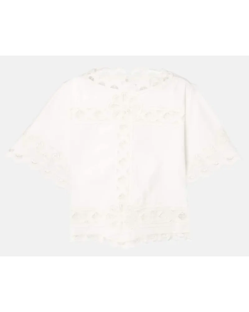 Isabel Marant Besticktes Cropped-Top Parissa aus Baumwolle Weiss