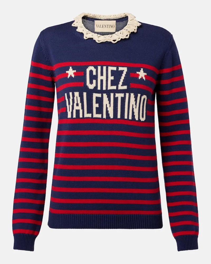 Valentino Garavani Pullover Chez Valentino aus Baumwolle Blau