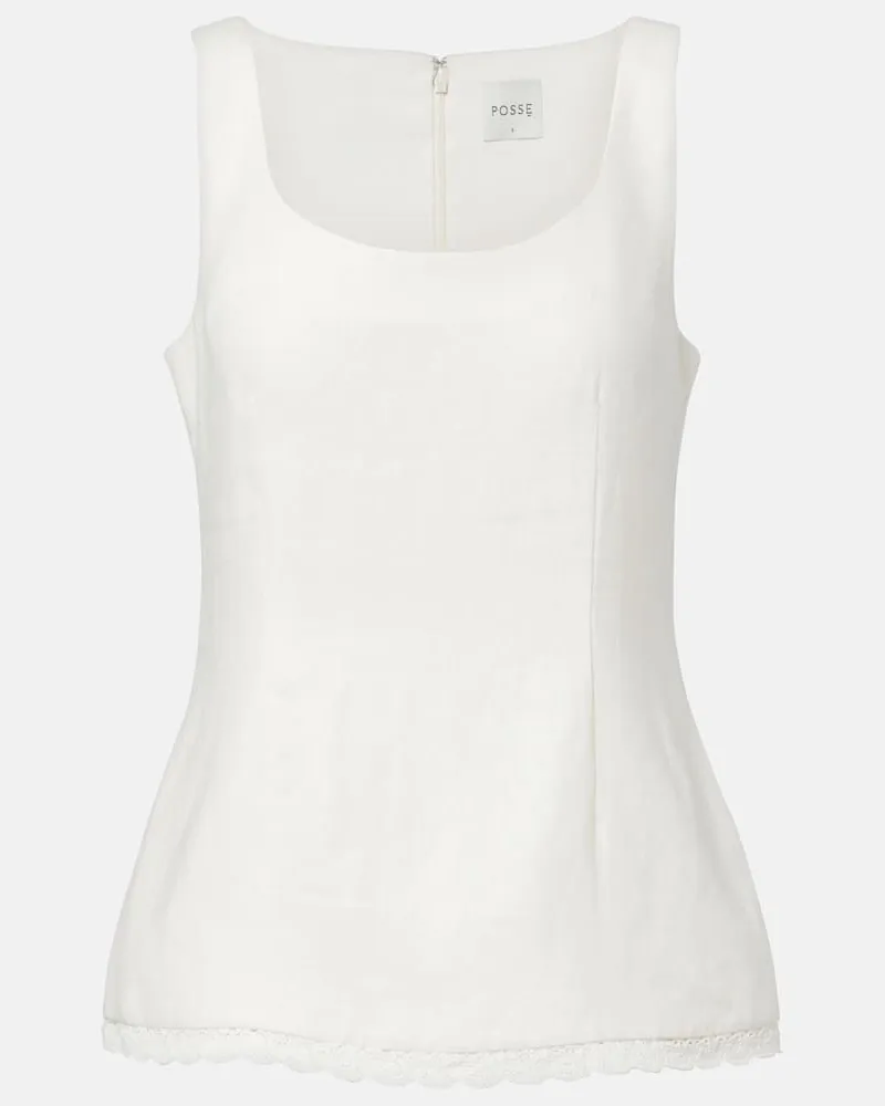 Posse Top Effi aus Leinen Weiß