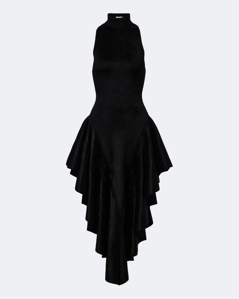 Alaïa Alaïa Midikleid aus Samt Schwarz