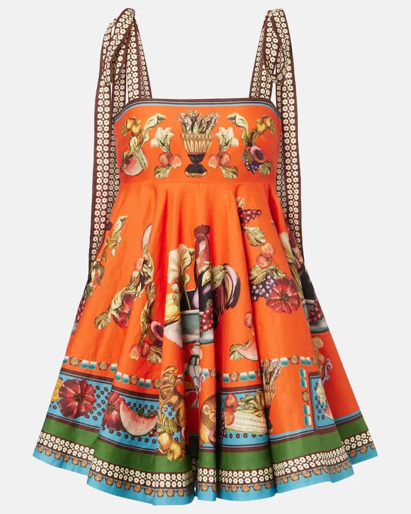 ALEMAIS Alémais Bedrucktes Minikleid Rocco aus Leinen Orange