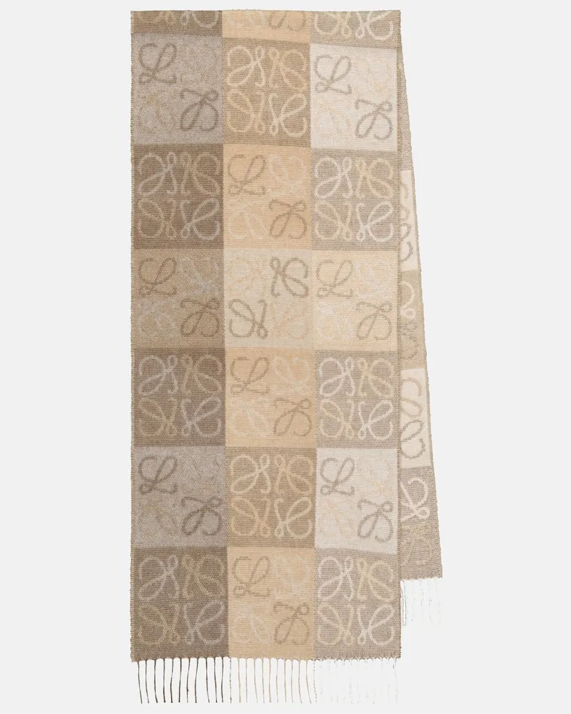 Loewe Schal Anagram aus Wolle und Kaschmir Beige