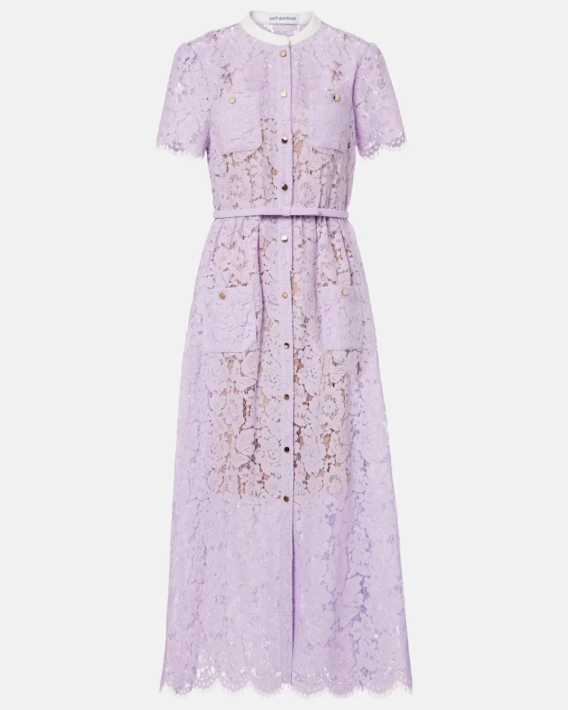 Self-Portrait Midikleid aus Spitze Violett