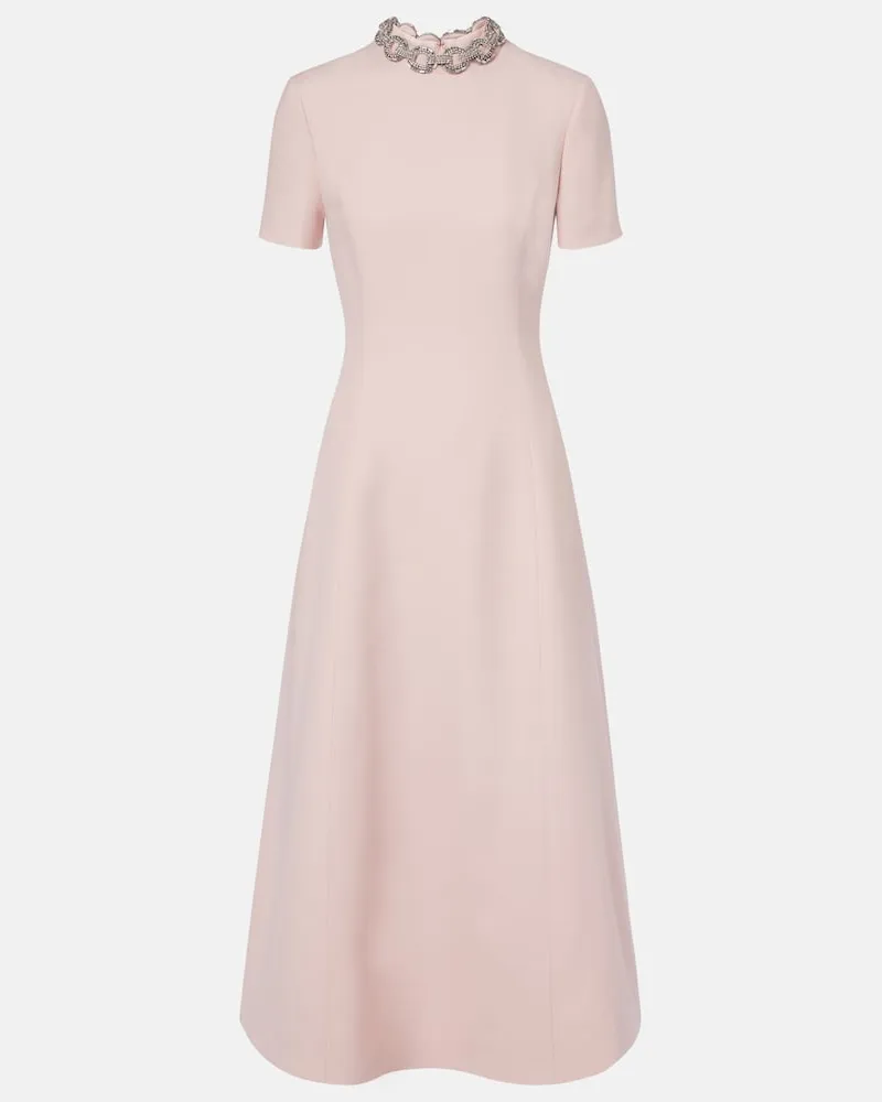 Valentino Garavani Verziertes Midikleid aus Crêpe Couture Rosa