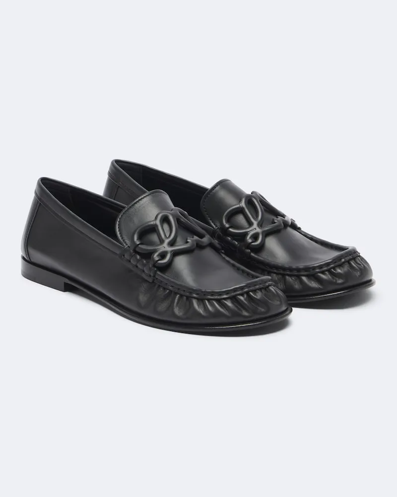 Loewe Loafers Double L aus Leder Schwarz