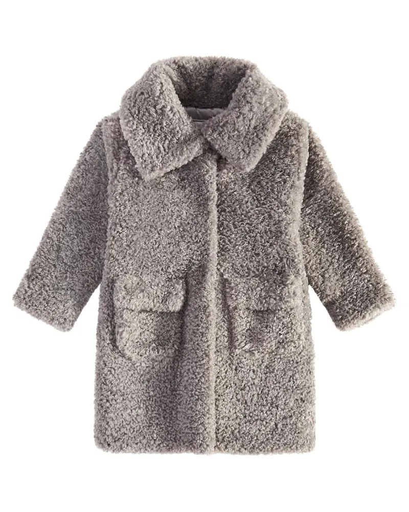 Monnalisa Mantel aus Teddyfleece Grau