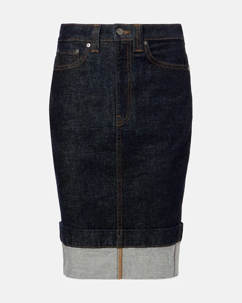 KHAITE Midirock Kendra aus Denim Blau