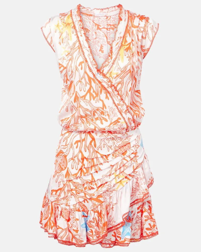 Poupette St Barth Bedrucktes Minikleid Estelle aus Satin Multicolor