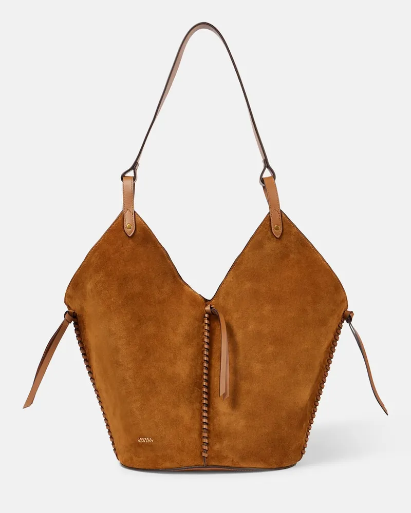 Isabel Marant Schultertasche Tampa aus Veloursleder Braun