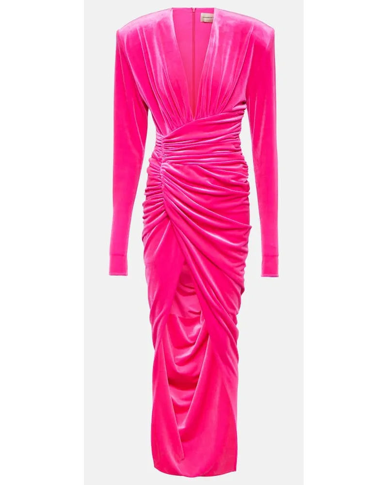 Alexandre Vauthier Midikleid aus Samt Pink