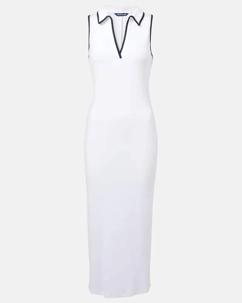 Veronica Beard Polokleid Darien aus einem Baumwollgemisch Weiß