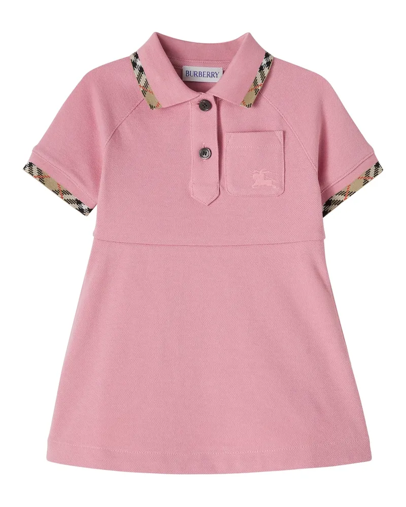 Burberry Baby Polokleid Burberry Check aus Baumwoll-Piqué Rosa