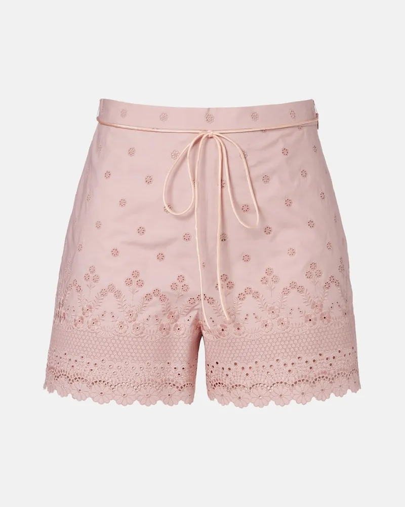 Valentino Garavani Bestickte Shorts aus Baumwolle Rosa