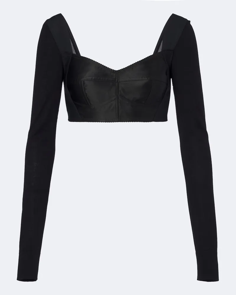 Dolce & Gabbana Cropped-Top aus Satin Schwarz