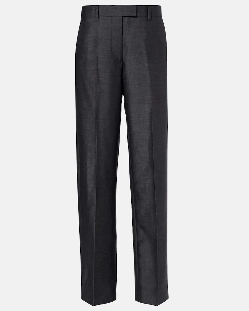 Miu Miu Weite Hose aus Mohair und Wolle Grau