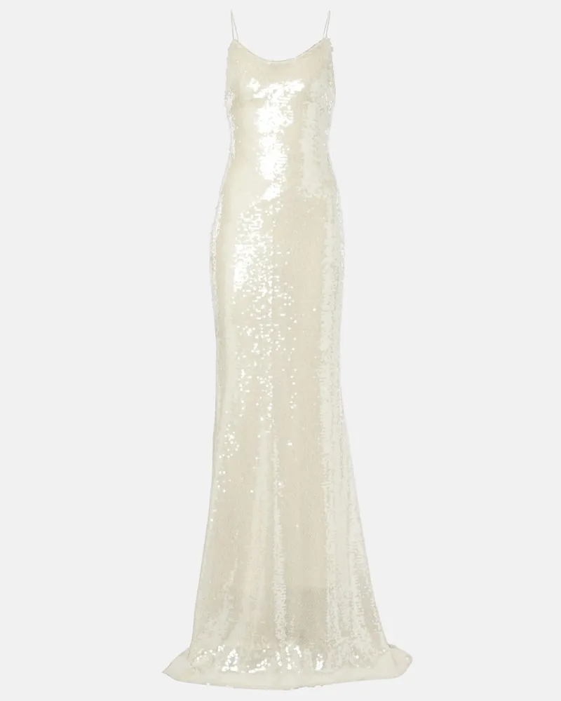 The New Arrivals Ilkyaz Ozel Robe mit Pailletten Weiß