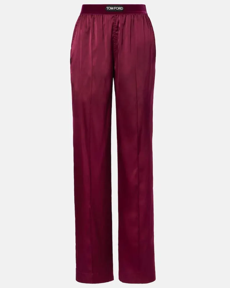 Tom Ford Hose aus Satin Burgunderrot