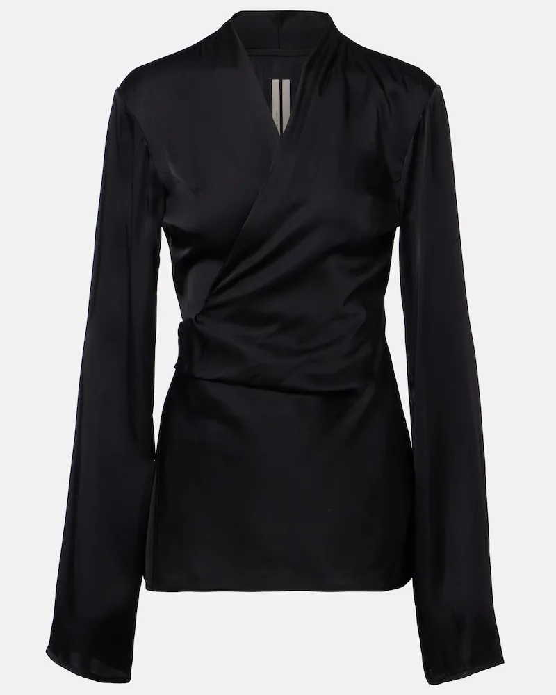 Rick Owens Wickeltop Laura aus Satin Schwarz