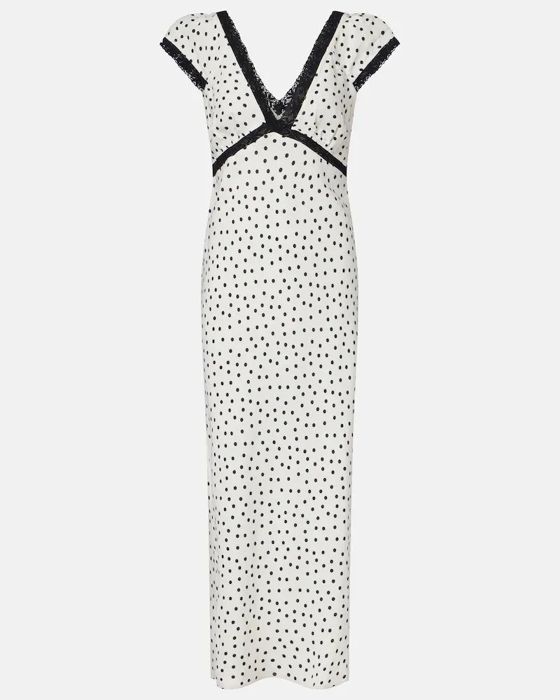 RIXO Midikleid Iggy aus einem Leinengemisch mit Spitze Weiß