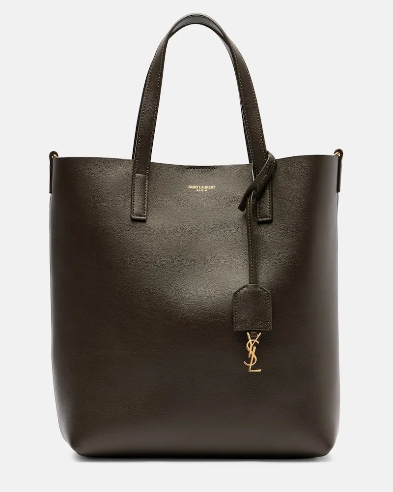 Saint Laurent Tote Bag Toy Shopping N/S aus Leder Grün