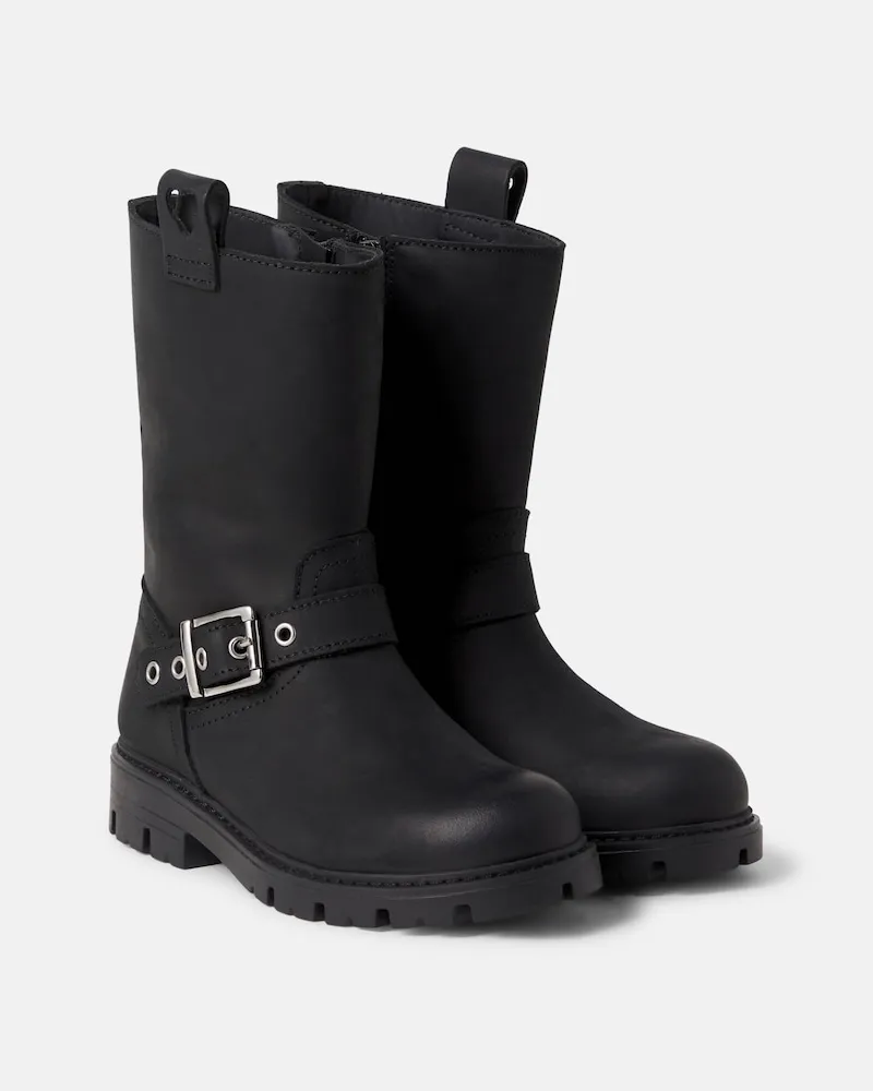 Monnalisa Biker-Boots aus Leder Schwarz