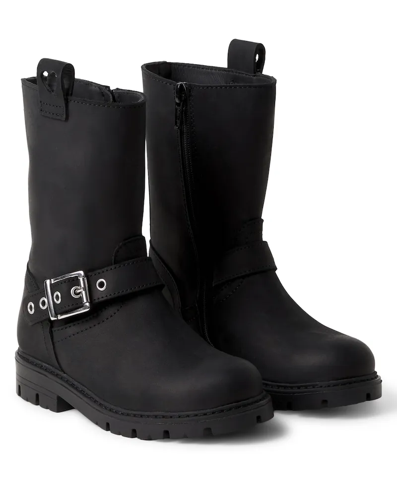 Monnalisa Biker-Boots aus Leder Schwarz