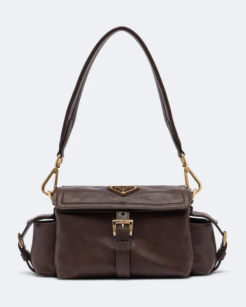 Prada Schultertasche Explore Medium aus Leder Braun