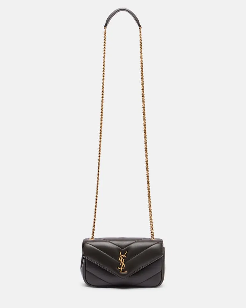 Saint Laurent Schultertasche Loulou Mini aus Leder Grau