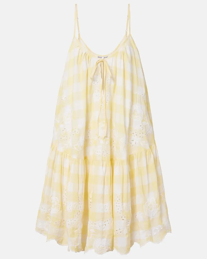 Juliet Dunn Besticktes Minikleid aus Baumwolle Gelb