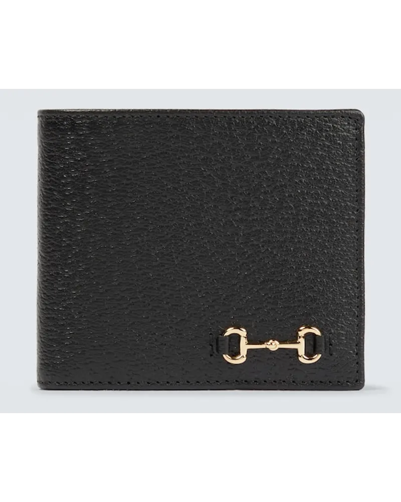 Gucci Portemonnaie Horsebit aus Leder Schwarz