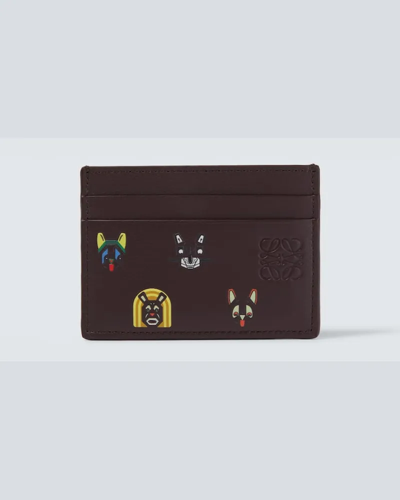 Loewe X Louis Wain Kartenetui aus Leder Braun