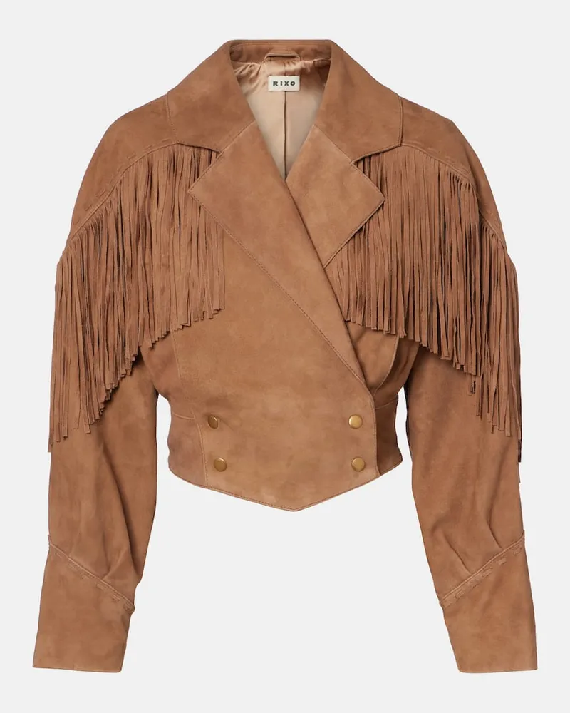 RIXO Jacke Darragh aus Veloursleder Beige